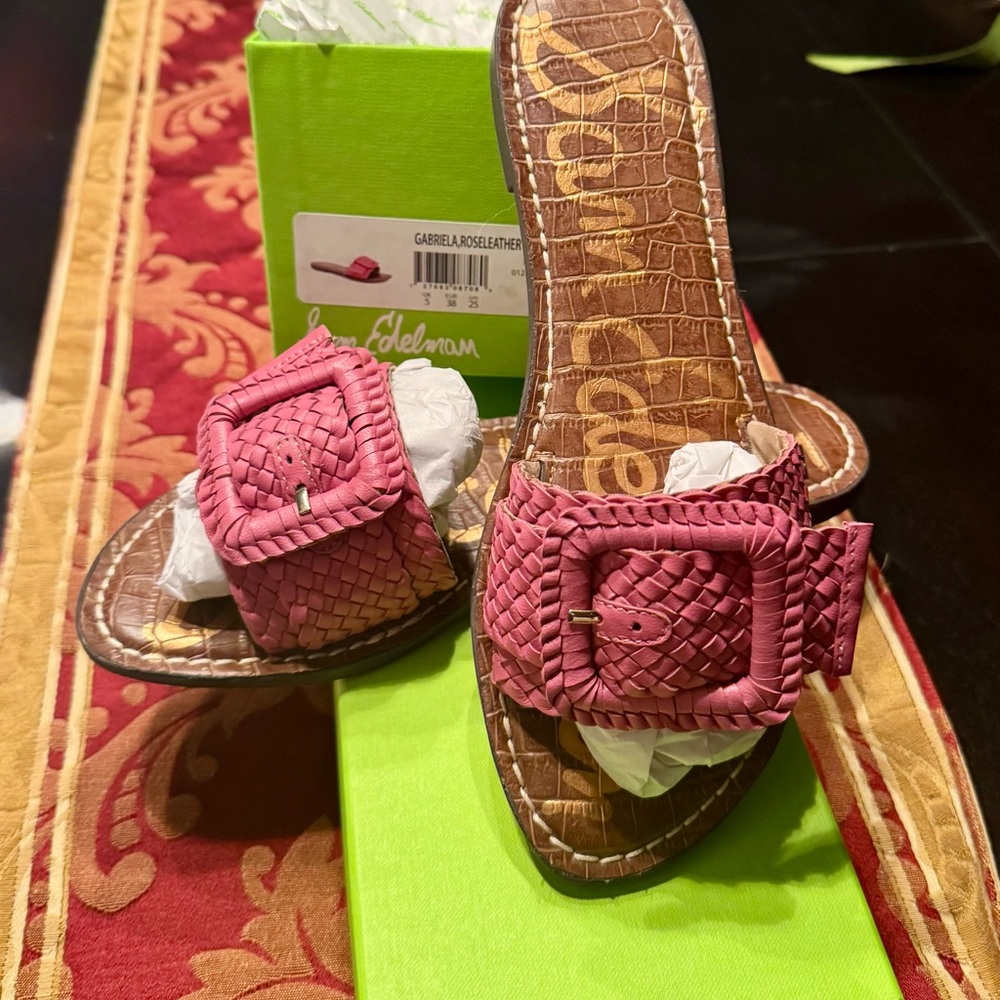 Sam Edelman Pink Woven Slide Sandals
